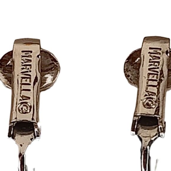 Vintage Double Faux Pearl Dangle Clip On Earrings Maravella Silvertone - Picture 3 of 5